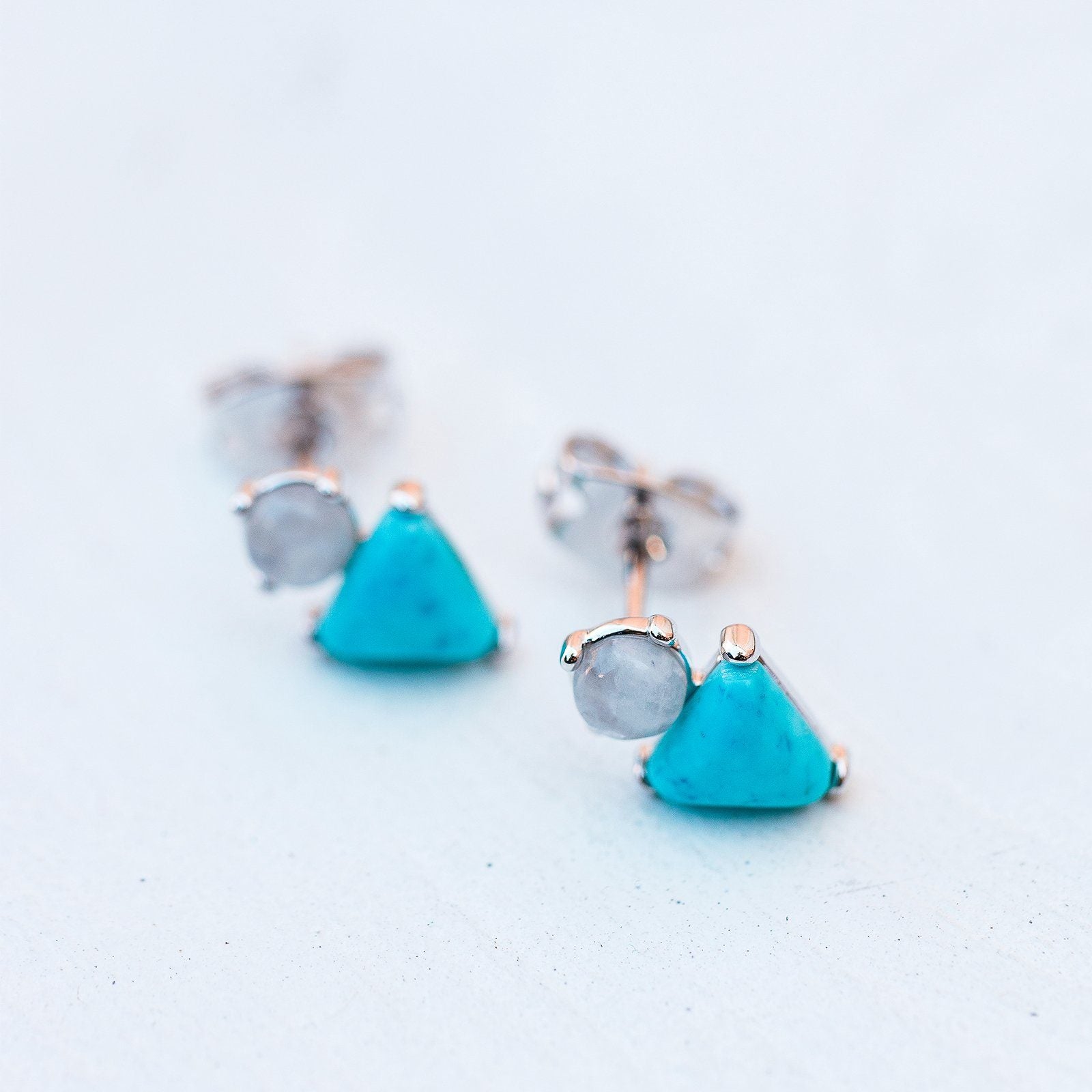 Turquoise & Moonstone Stud Earrings