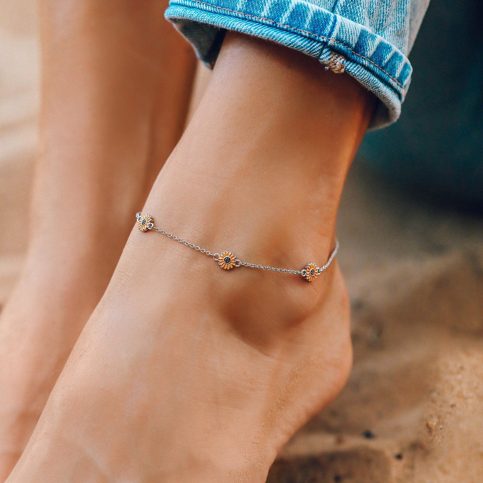 Enamel Sunflower Anklet