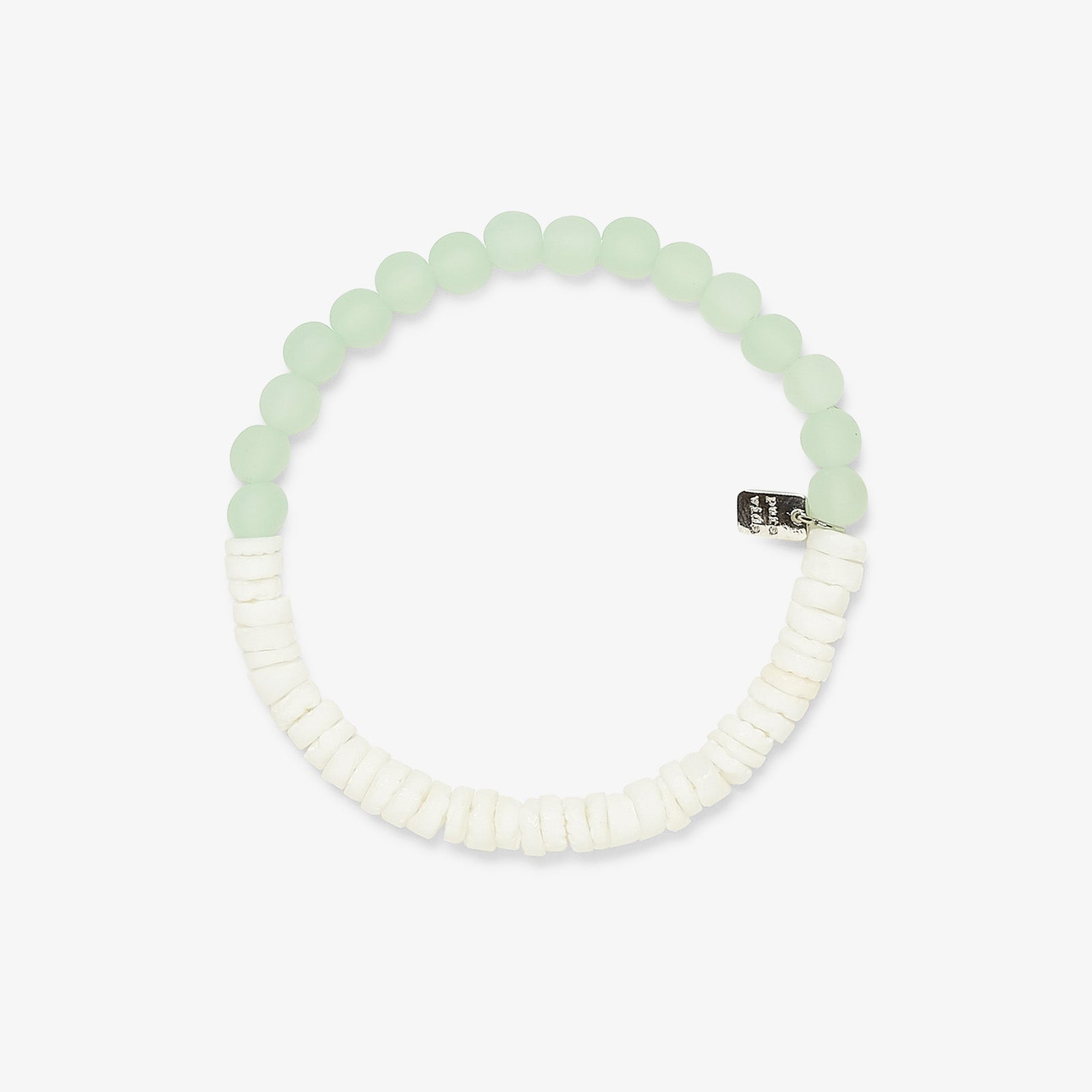 Puka Shell & Frosted Bead Stretch Bracelet