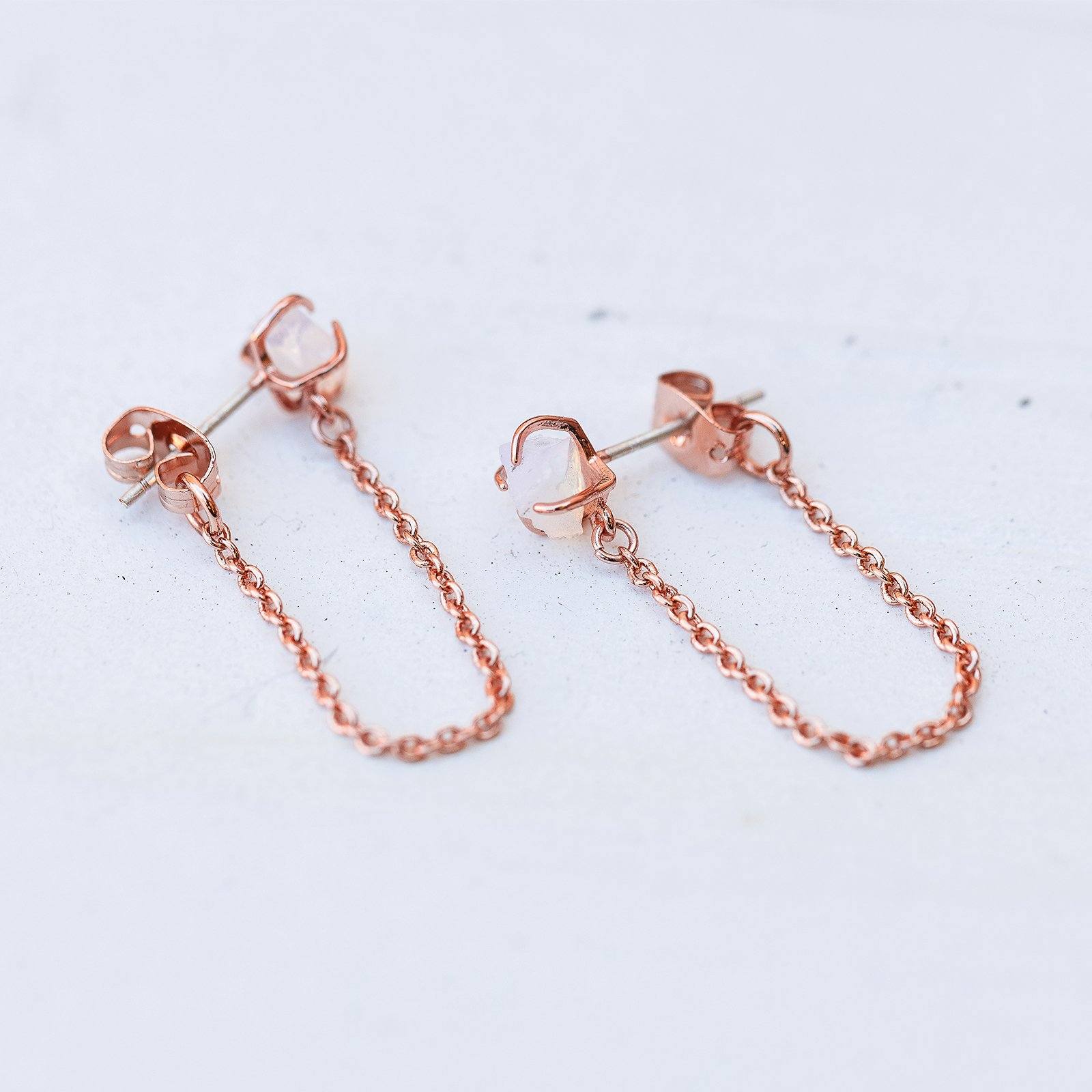 Raw Gem Chain Wrap Earrings