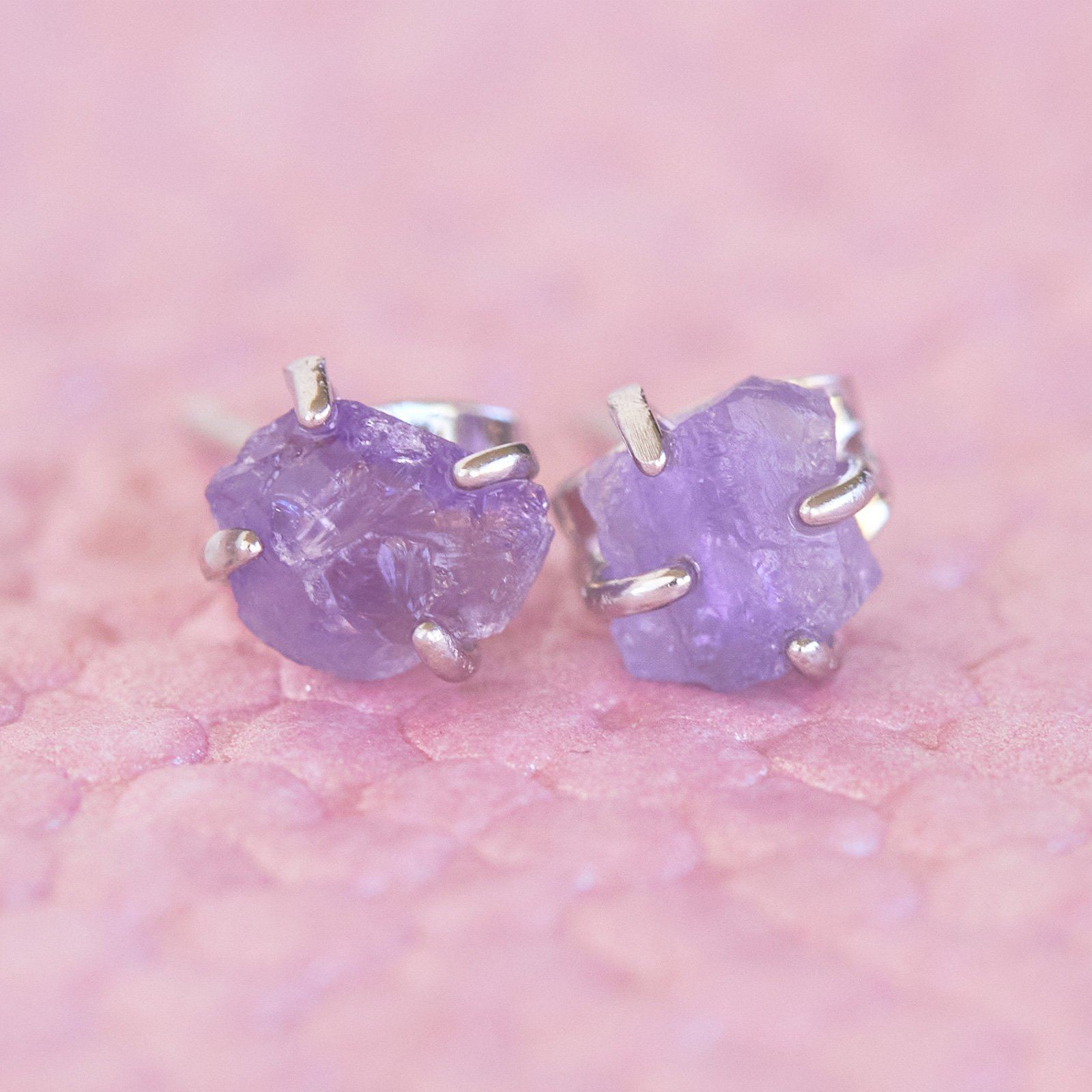 Raw Gemstone Stud Earrings