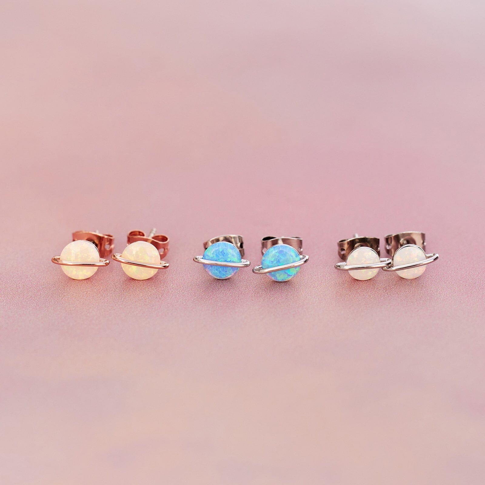 Opal Saturn Stud Earrings