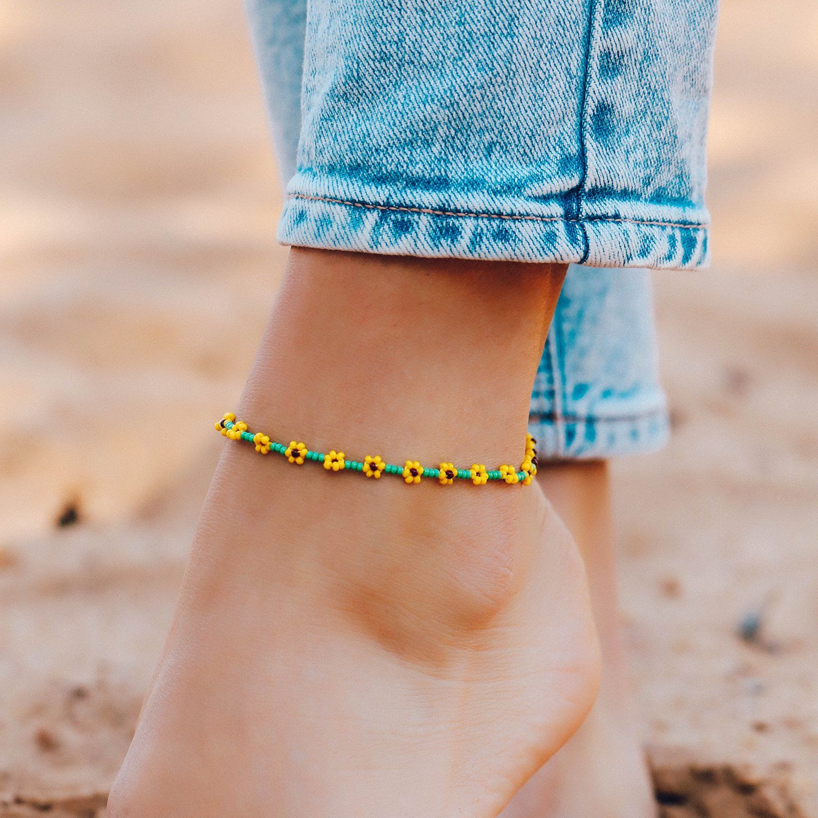 Sunflower Seed Bead Anklet