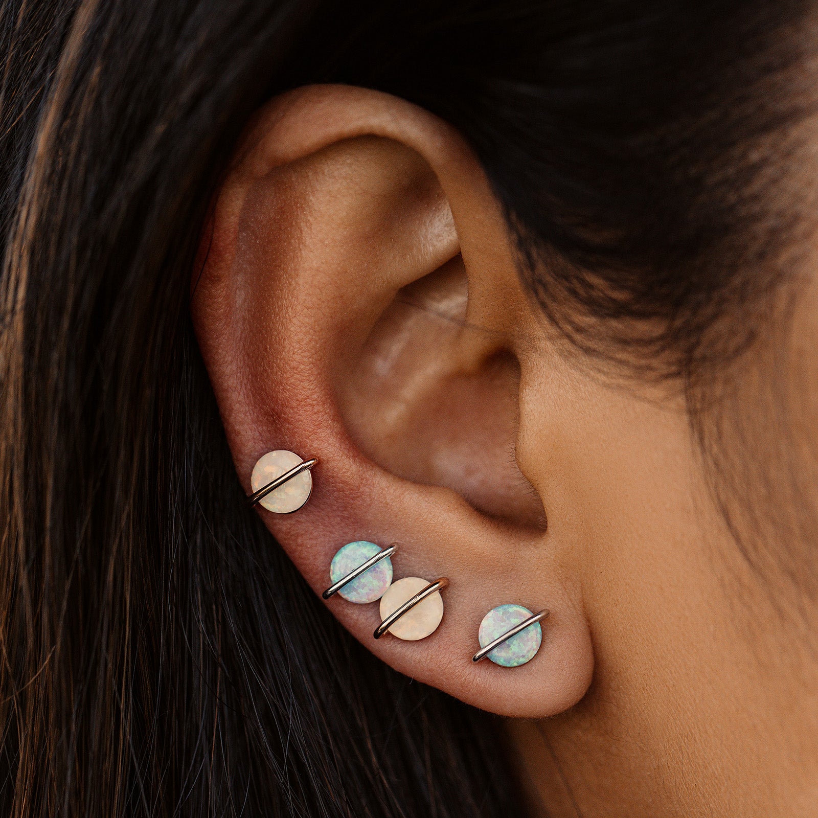 Opal Saturn Stud Earrings