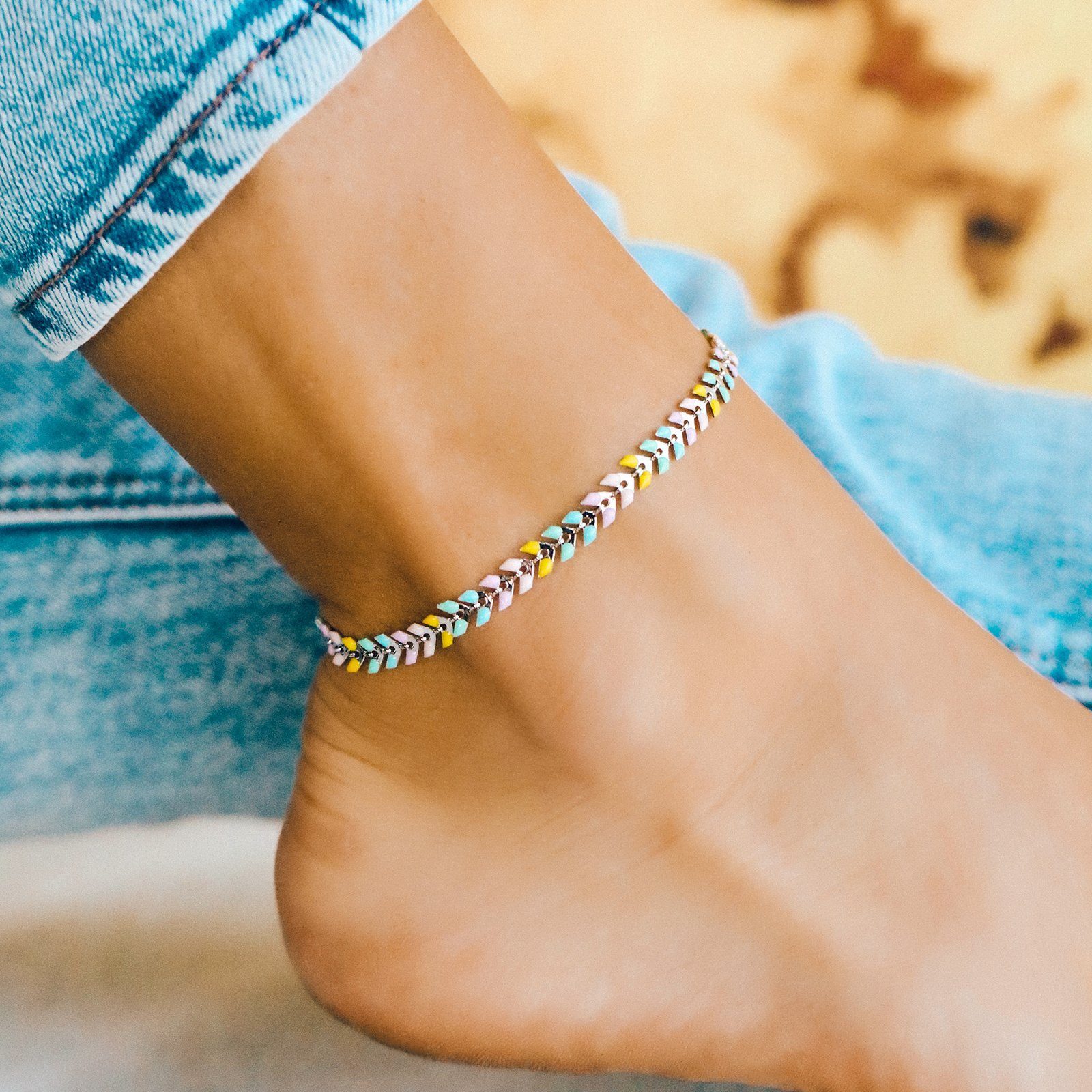 Rainbow Chevron Anklet