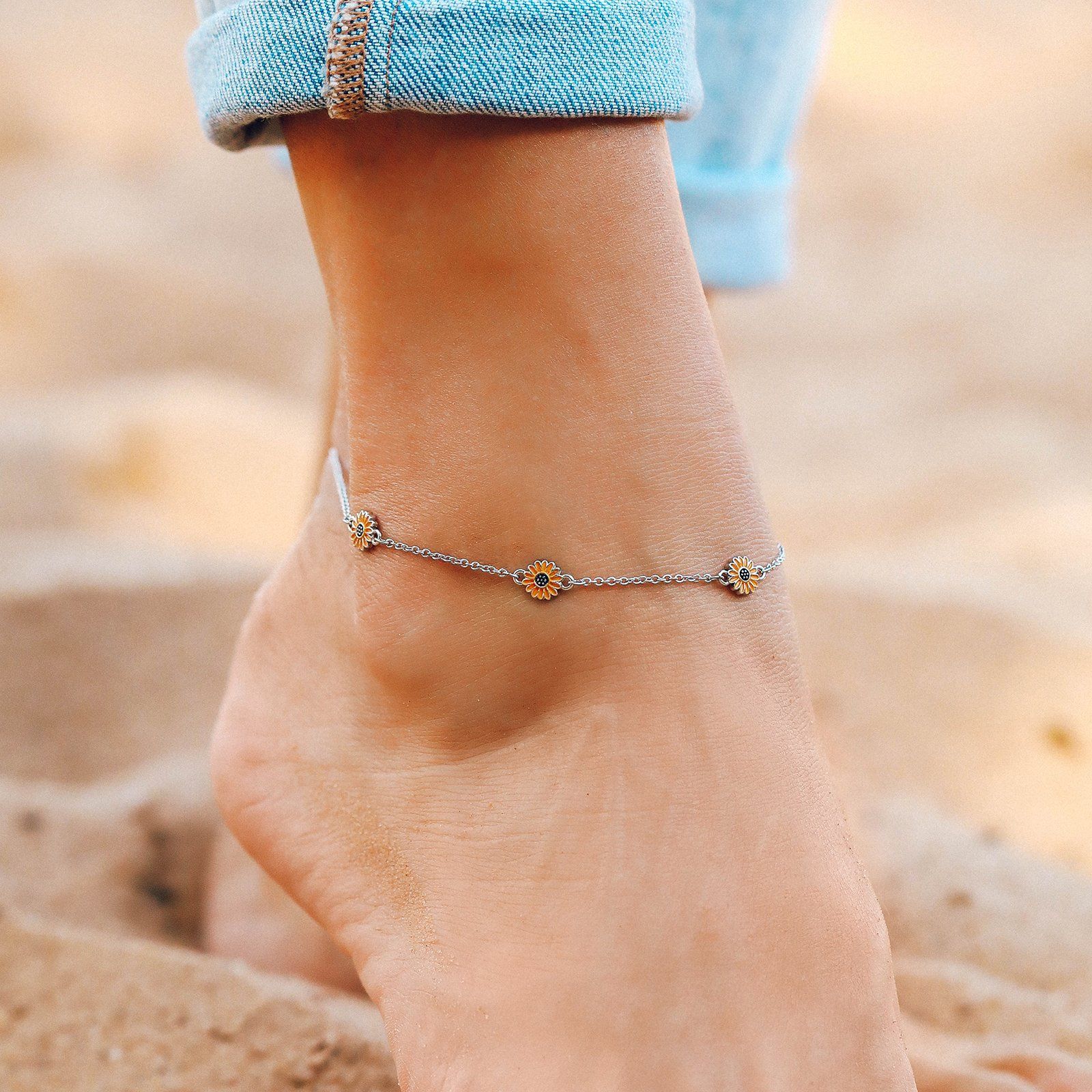 Enamel Sunflower Anklet