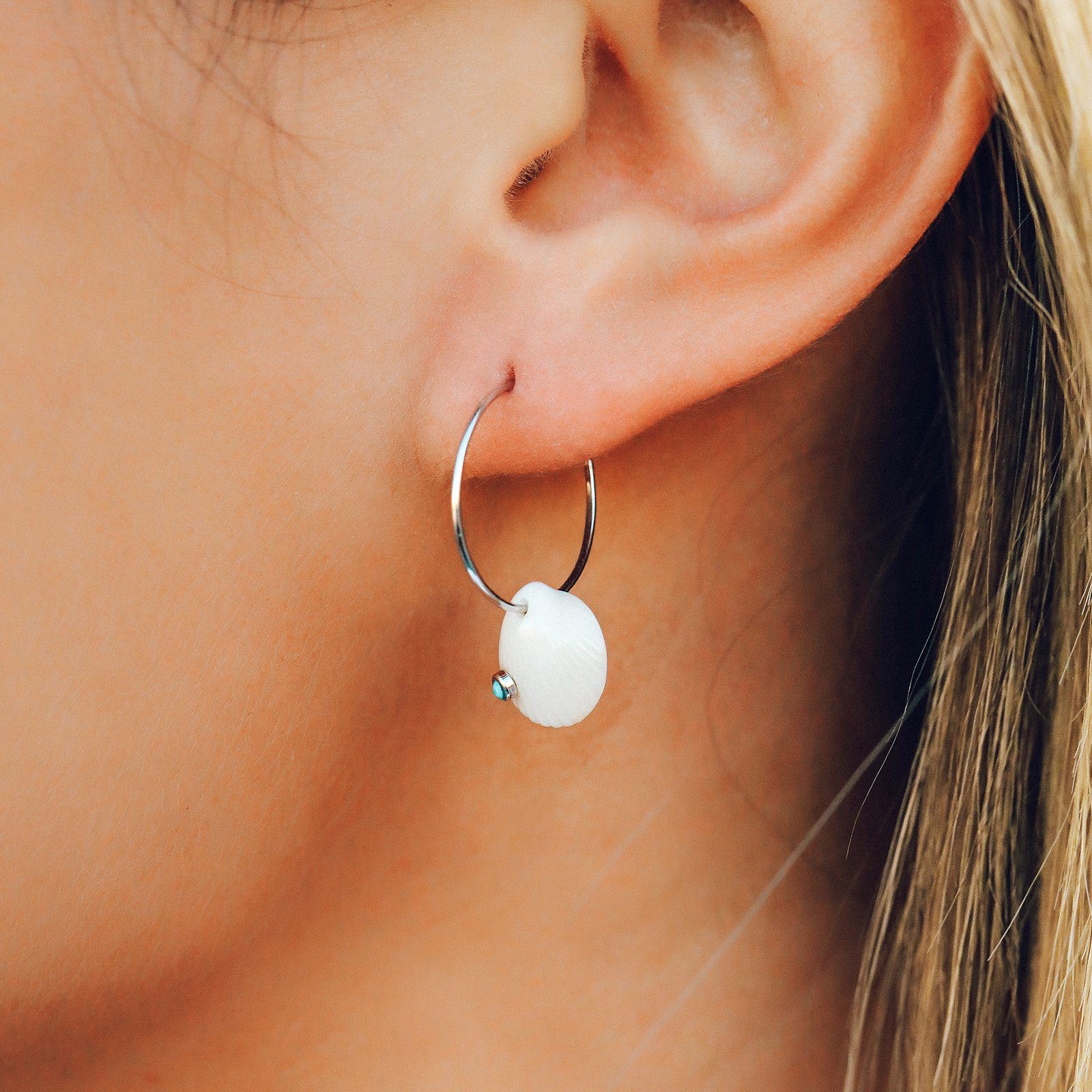 Real Shell Hoop Earrings