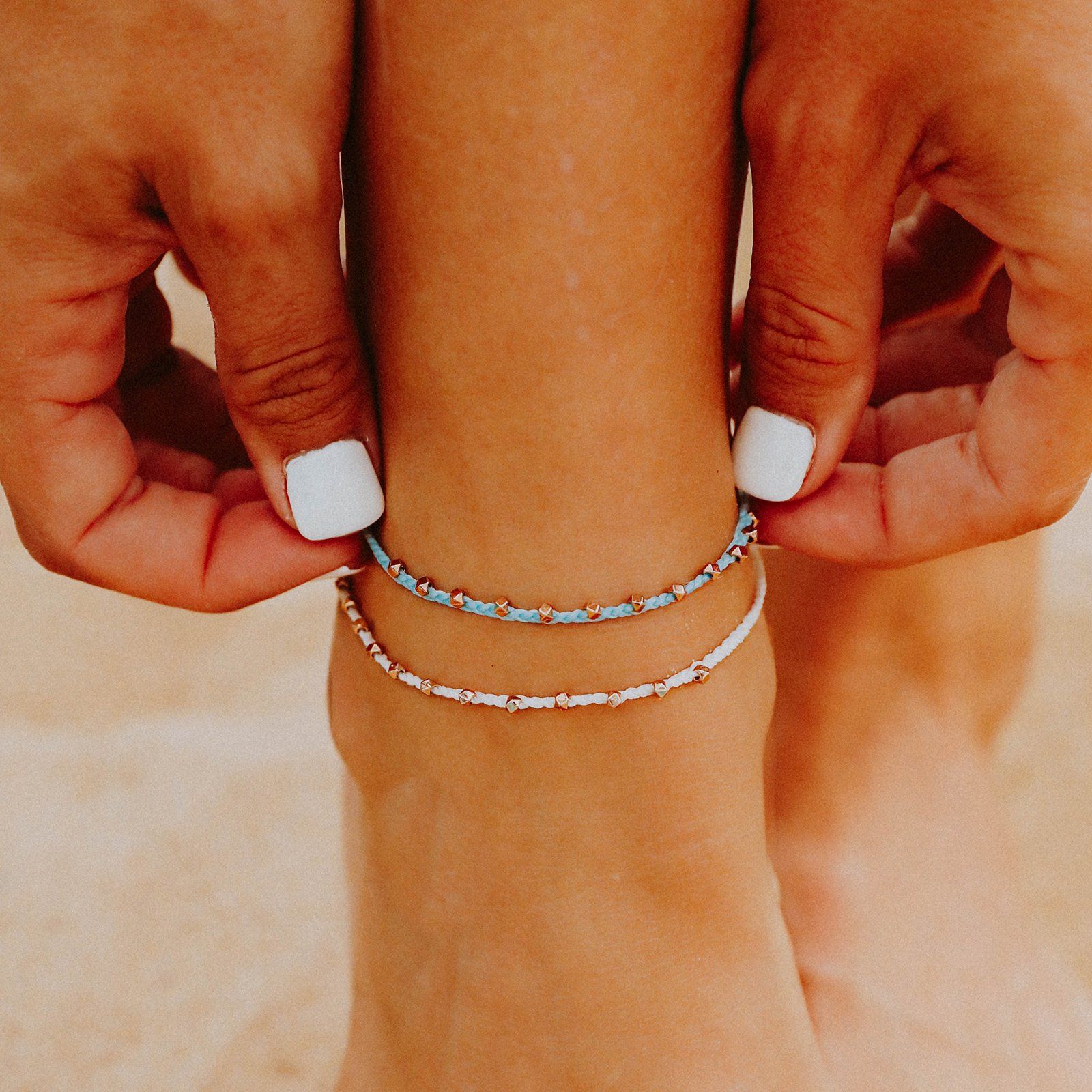 Rose Gold Stitched Beaded Anklet