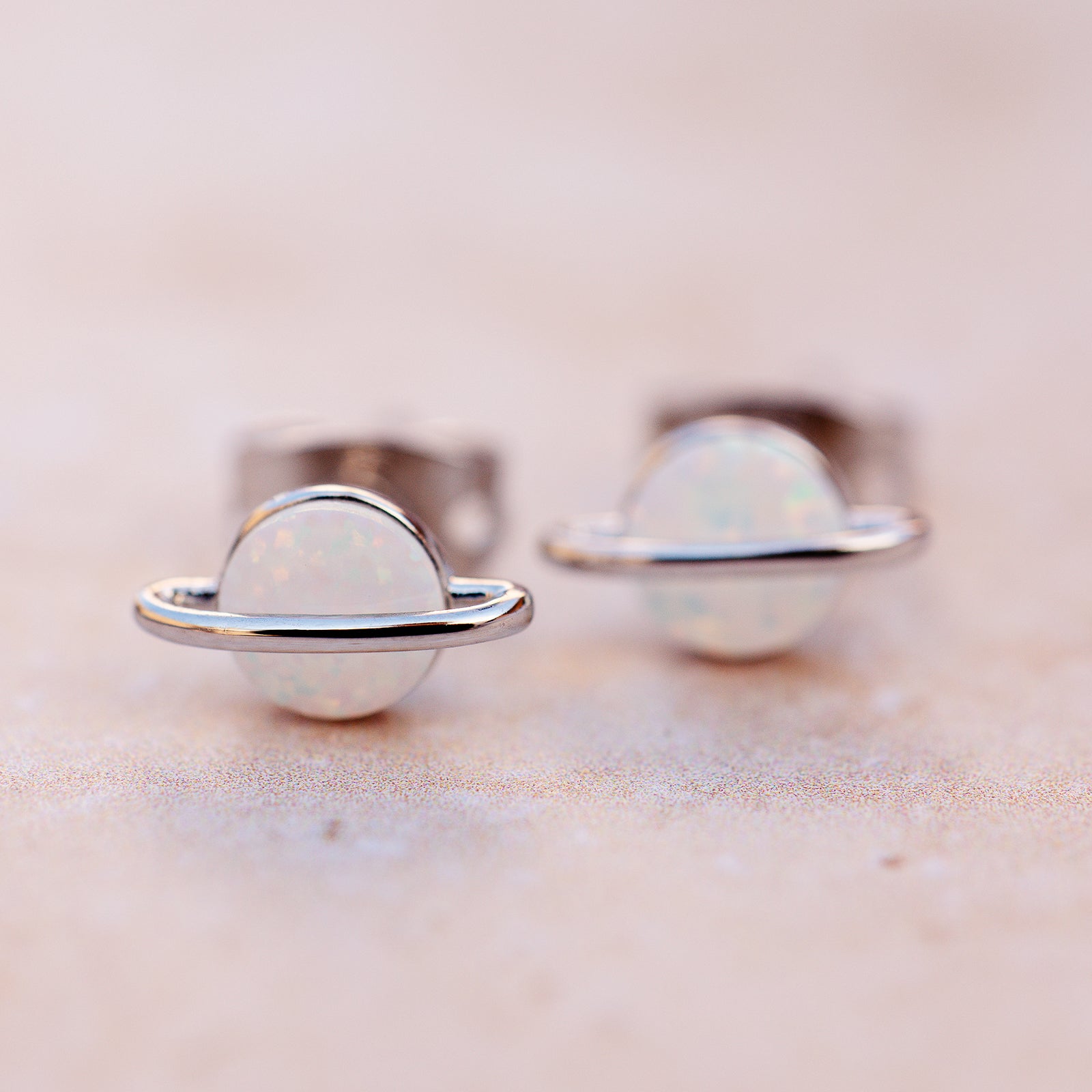 Opal Saturn Stud Earrings