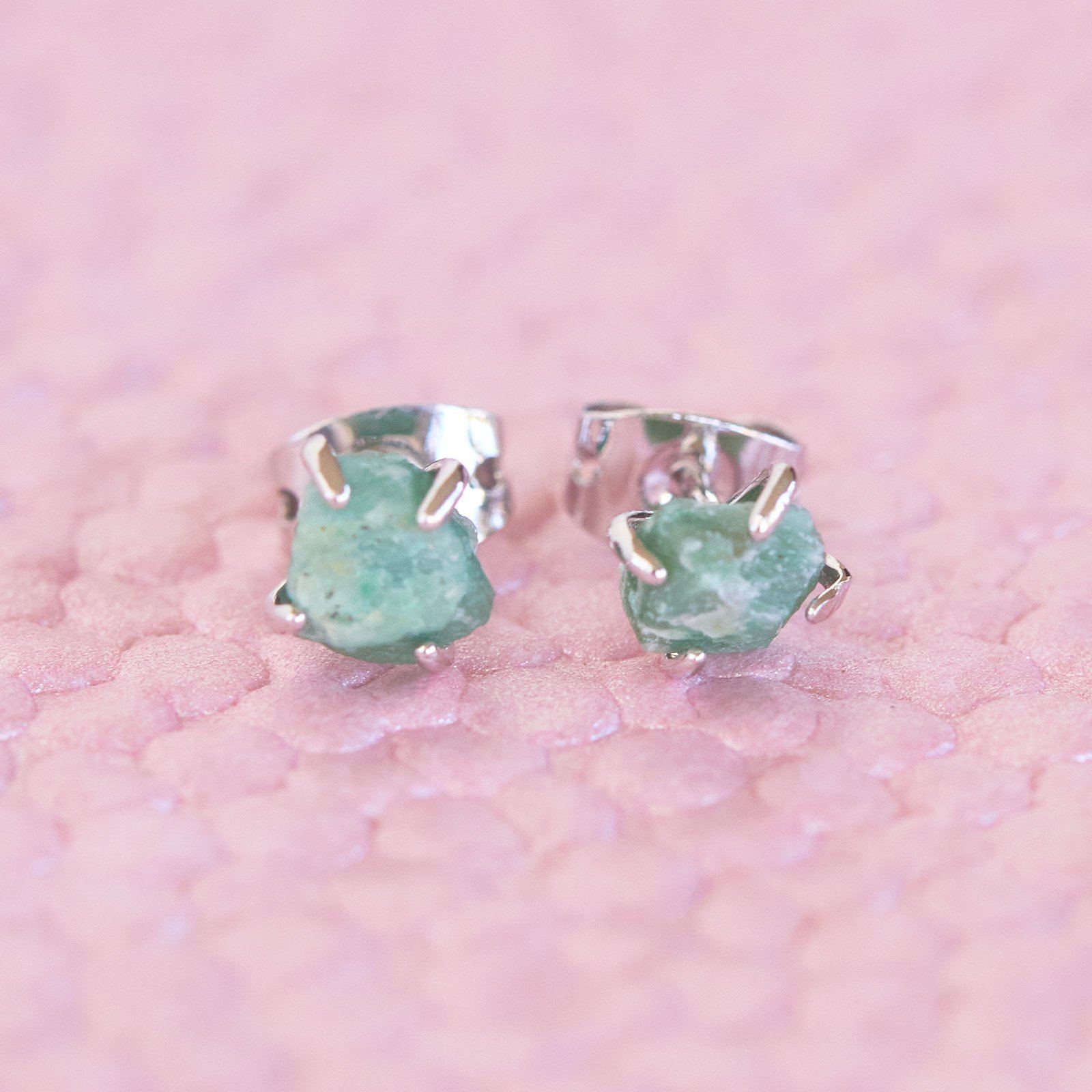 Raw Gemstone Stud Earrings