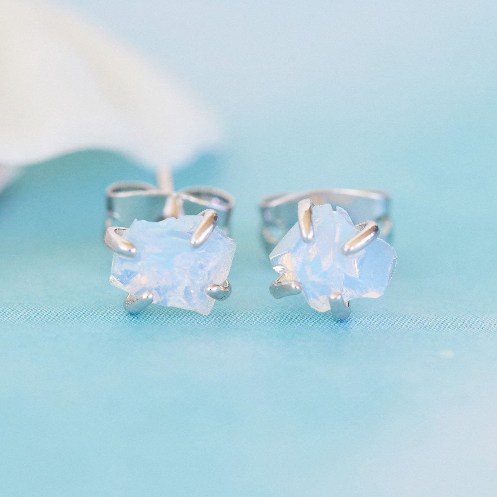 Raw Gemstone Stud Earrings