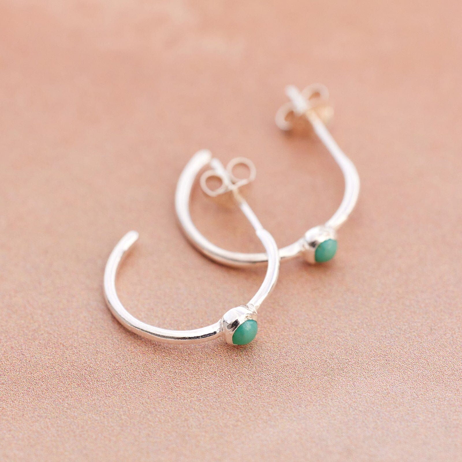 Stone Hoop Stud Earrings