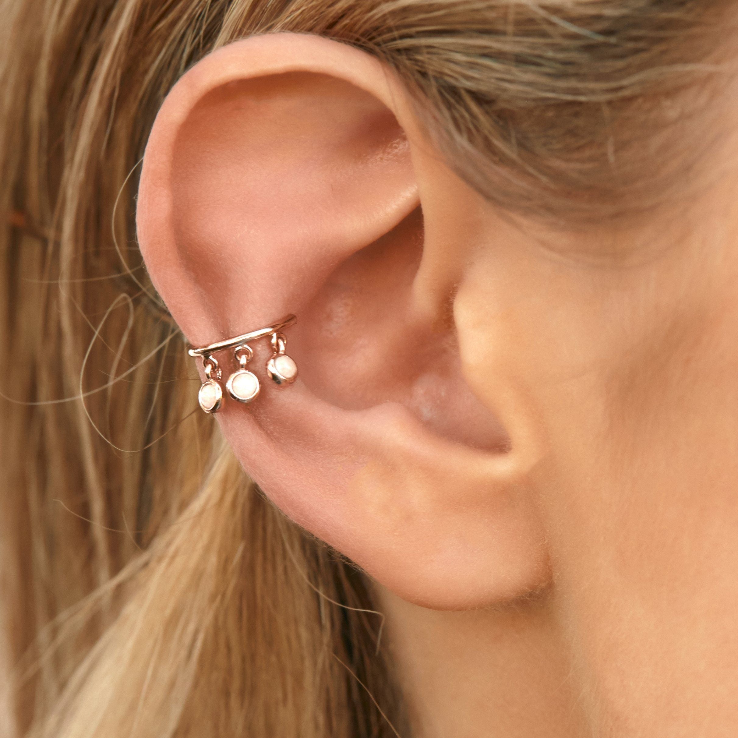 Dangling Opals Ear Cuff