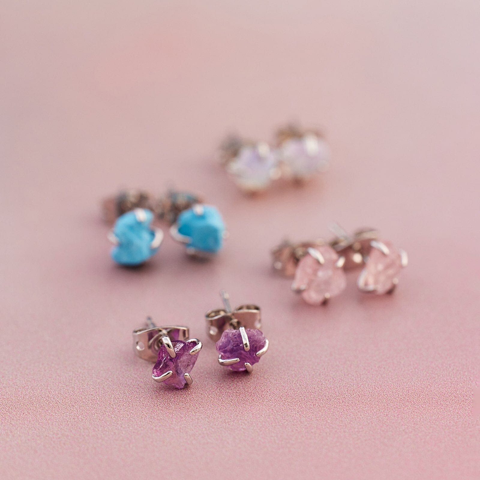 Raw Gemstone Stud Earrings