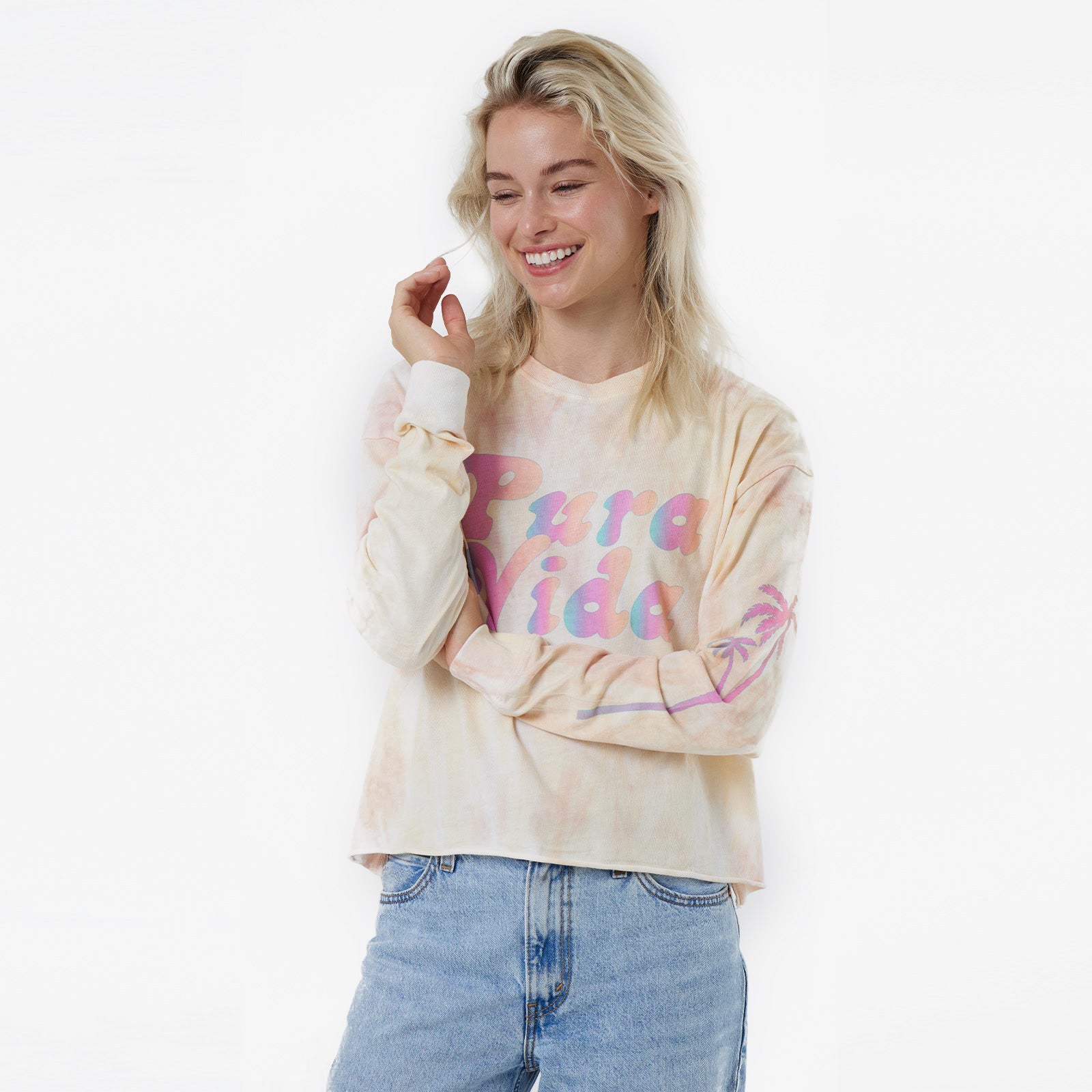 Sunset Palms Long Sleeve Boxy Tee