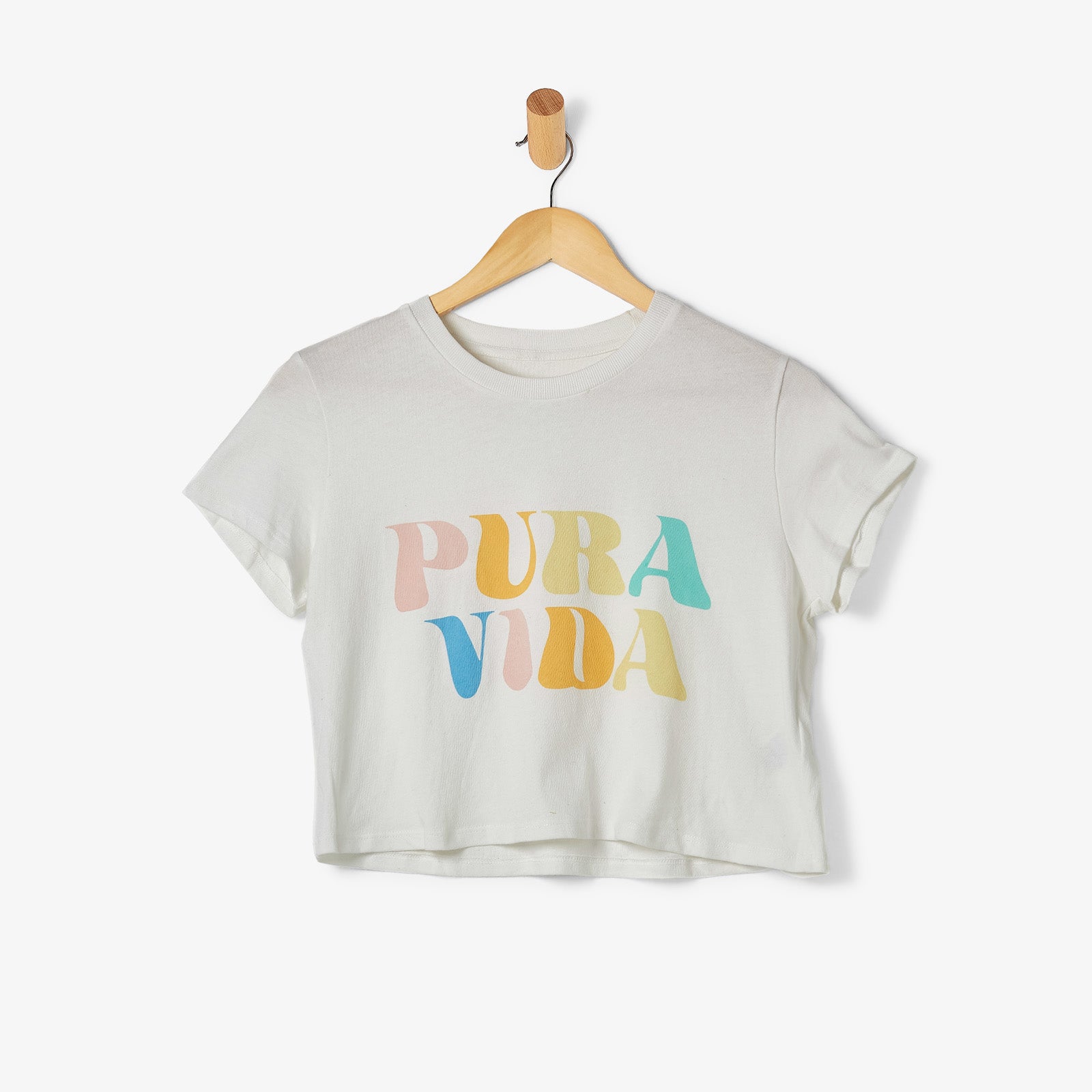 Pura Vida Rainbow Wave Crop Tee