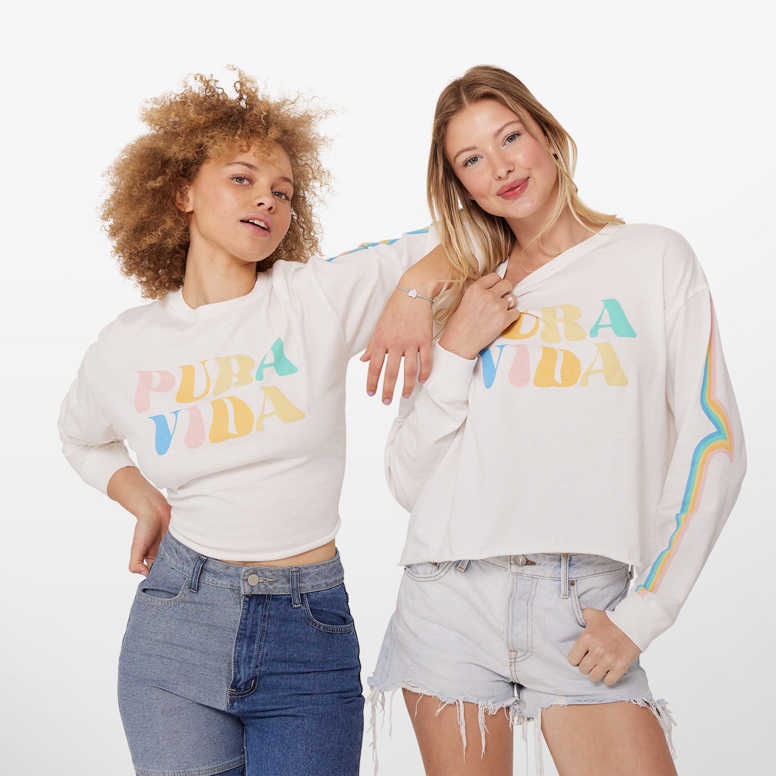 Rainbow Wave Long Sleeve Boxy Tee