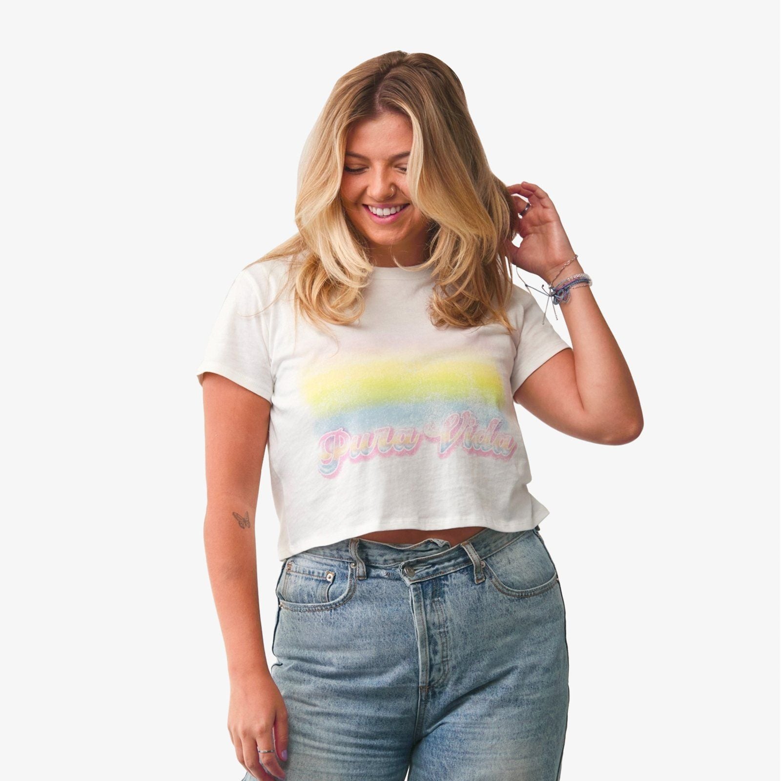 Pura Vida Rainbow Crop Tee